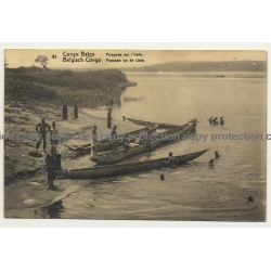 Congo Belge 41: Pirogues Sur L'Uele / Dugout (Vintage Postal Stationery 191?)