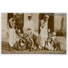 India: Smoking Hookah / Shisha - Natives - Dhotis - Chaddars (Vintage RPPC 1900s/1910s)