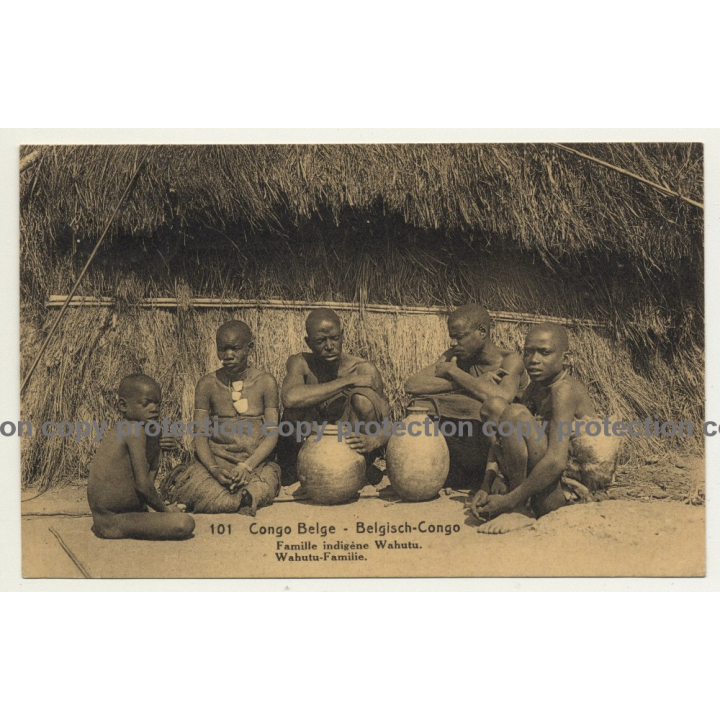 Congo Belge 101: Famille Indigène Wahutu (Vintage Postal Stationery 1916)