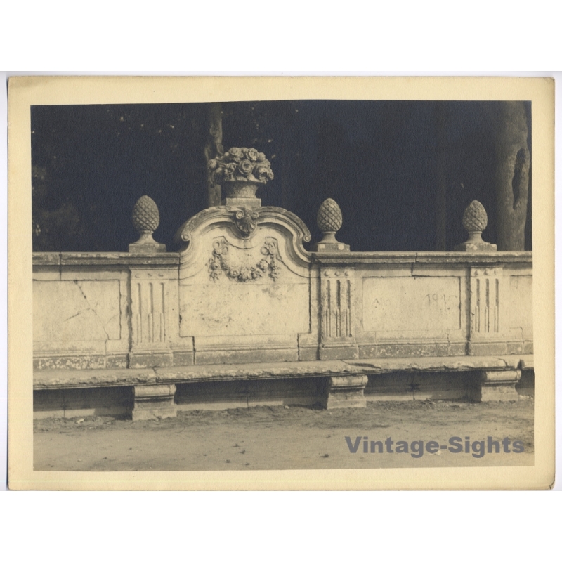 Estudio Amer: Aranjuez Royal Gardens Stone Bench Sabatini (Vintage Photo 40x30CM Kodak BRTF 1940s)