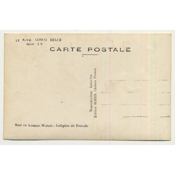 Le Kivu / Congo Belge: Saut En Hauteur - Watusi - Indigène Du Ruanda (Vintage RPPC B/W)