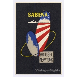 Sabena: Brüssel - New York / Belgian Airlines (Vintage Luggage Label ~1950s)
