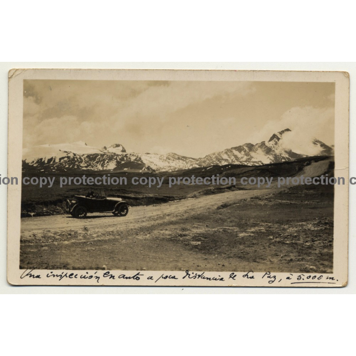 La Paz / Bolivia: Oldtimer On Mountain Pass (Vintage Postcard RPPC 1926 )