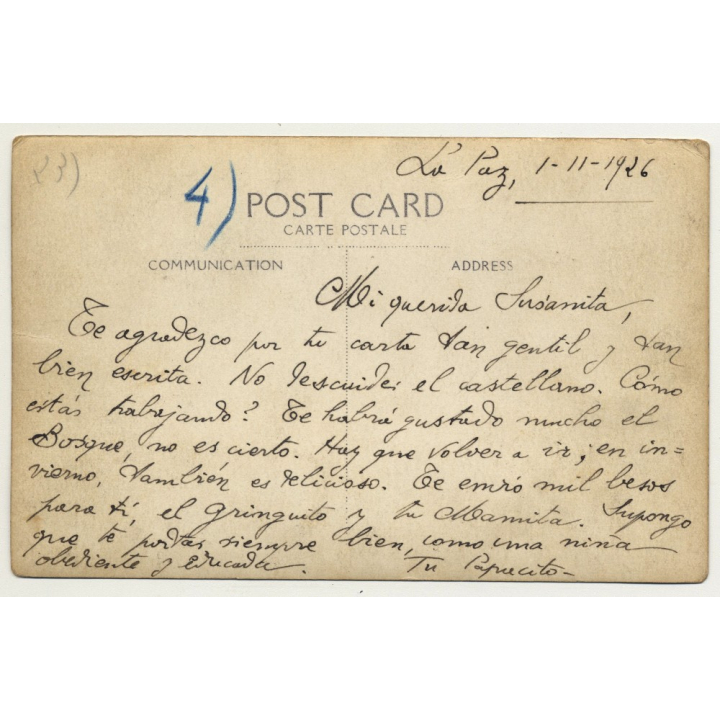 La Paz / Bolivia: Oldtimer On Mountain Pass (Vintage Postcard RPPC 1926 )