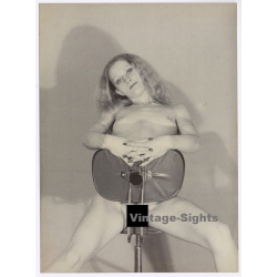 Artistic Erotic Study: Blonde Nude On Office Chair*3 / Look (French Master Photo 60s/70s)