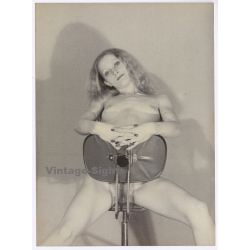 Artistic Erotic Study: Blonde Nude On Office Chair*3 / Look (French Master Photo 60s/70s)