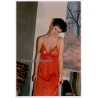 Erotic Study: Natural Brunette Semi Nude*4 / Transparent Negligee (Large Vintage Photo Germany ~1990s)