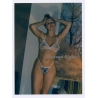 Erotic Study: Natural Brunette Semi Nude*5 / Transparent Bra (Large Vintage Photo Germany ~1990s)