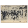 WW1: Senegal Sharp-Shooters Walking Across Town (Vintage PC 1910s)