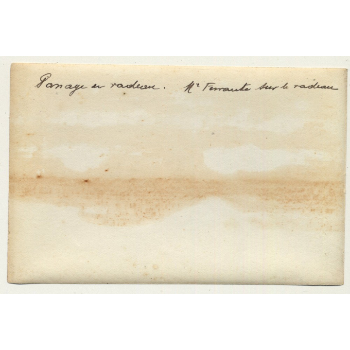 Congo: Mr. Ferrante Passes River On Raft / Natives (Vintage Photo Sepia 1919)