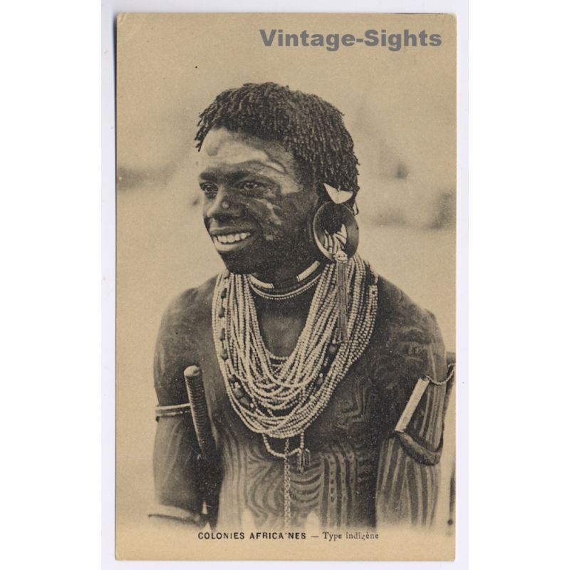 B.E.A. / Kenya: Young Warrior Of Kikuyu Tribe / Bodypainting (Vintage PC 1910s)