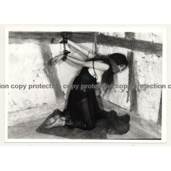 Darkhaired Beauty In Dungeon *3 / Gag - Cuffs Boob - BDSM (Vintage Photo B/W 1964)