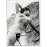 Nude Female Leaning Against Big Rock (2nd Gen Photo ~1950s/1960s)