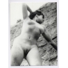 Nude Female Leaning Against Big Rock (2nd Gen Photo ~1950s/1960s)