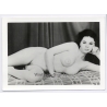 Erotic Study: Nude Dark-Haired Female Reclining On Bed  (Vintage Photo ~1950s/1960s)