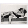 Risqué: Great Take Of Passionate Couple Kissing / Suspenders (Vintage Photo ~1930s/1940s)