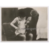 Boudoir: Man Undresses Semi Nude Female In Lounge Chair (Vintage Photo ~1930s/1940s)