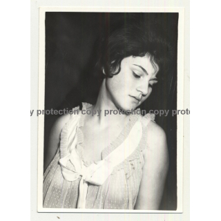 Sweet Woman In Translucent Nightgown (Vintage Photo B/W ~1950s)