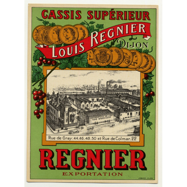 Cassis Supérieur Louis Regnier / Dijon (Vintage Chromo Litho Label ~1910/1920s)