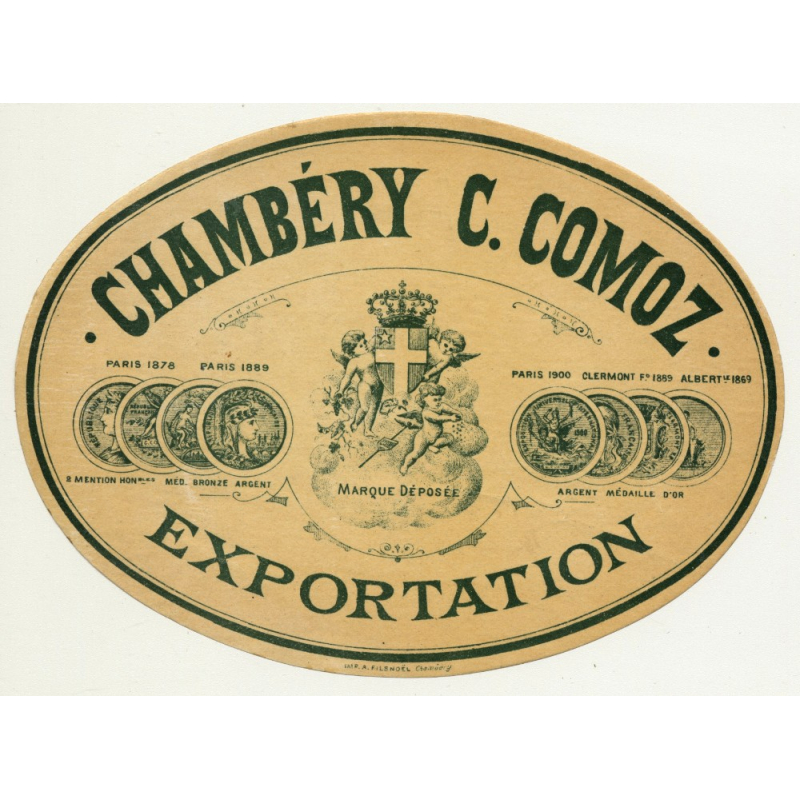 Exportation / Chambéry-Comoz (Vintage Alcohol Label ~1910/1920s)