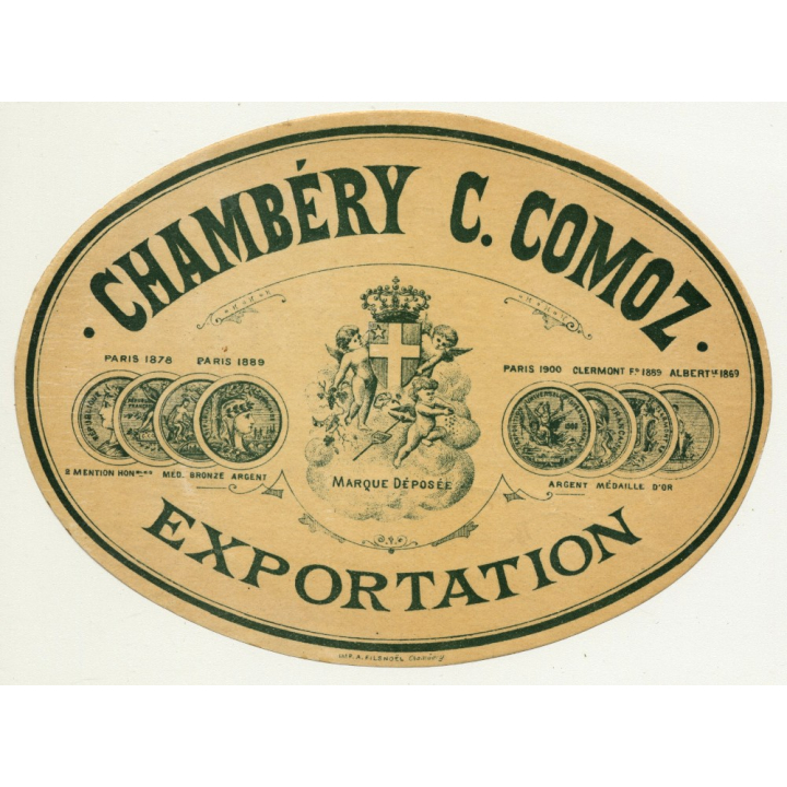 Exportation / Chambéry-Comoz (Vintage Alcohol Label ~1910/1920s)