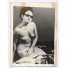 Erotic Study: Cool Take Of Kneeling Nude Female With Sunglasses (2nd Gen. Photo ~1960s)