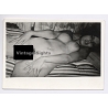 Erotic Study: Reclining Nude Female Looks At Camera (2nd Gen. Photo ~1960s)