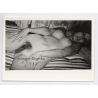 Erotic Study: Reclining Nude Female Looks At Camera (2nd Gen. Photo ~1960s)