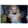 Erotic Study: Happy Blonde Female Flashes Boobs / Big Smile - Gloves (Vintage Photo Germany ~1990s)