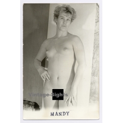 Erotic Study: Natural Shorthaired Blonde Nude Makes Funny Face (Vintage Photo GDR ~1980s)