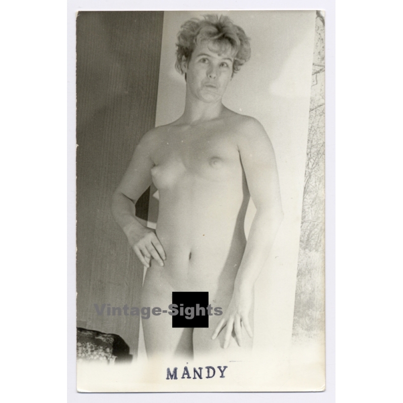 Erotic Study: Natural Shorthaired Blonde Nude Makes Funny Face (Vintage Photo GDR ~1980s)