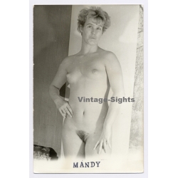 Erotic Study: Natural Shorthaired Blonde Nude Makes Funny Face (Vintage Photo GDR ~1980s)
