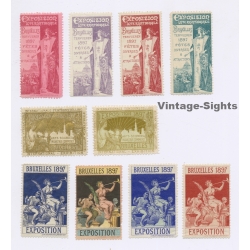 1897 Bruxelles International Expo (Set Of 10 Vintage Vignettes Art Nouveau)