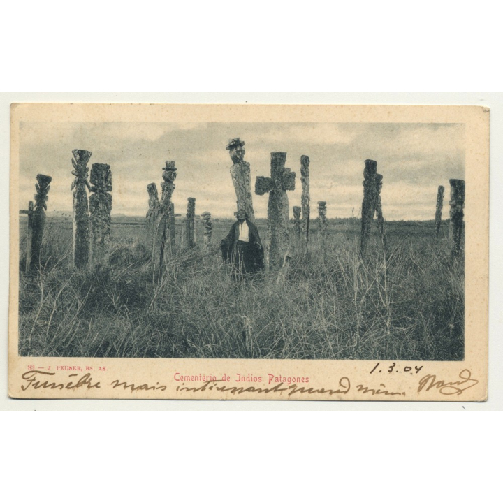 Argentina: Cementerio De Indios Patagones (Vintage Postcard B/W 1904 Ethnic)