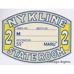 N.Y.K. Line: S.S. Maru - State Room 2nd Class (Vintage Shipping Line Label ~1940s)