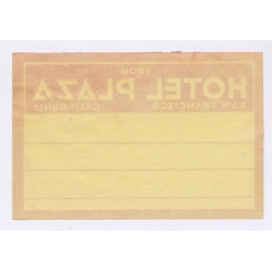 San Francisco / USA: Hotel Plaza (Vintage Luggage Label ~1930s/1940s)