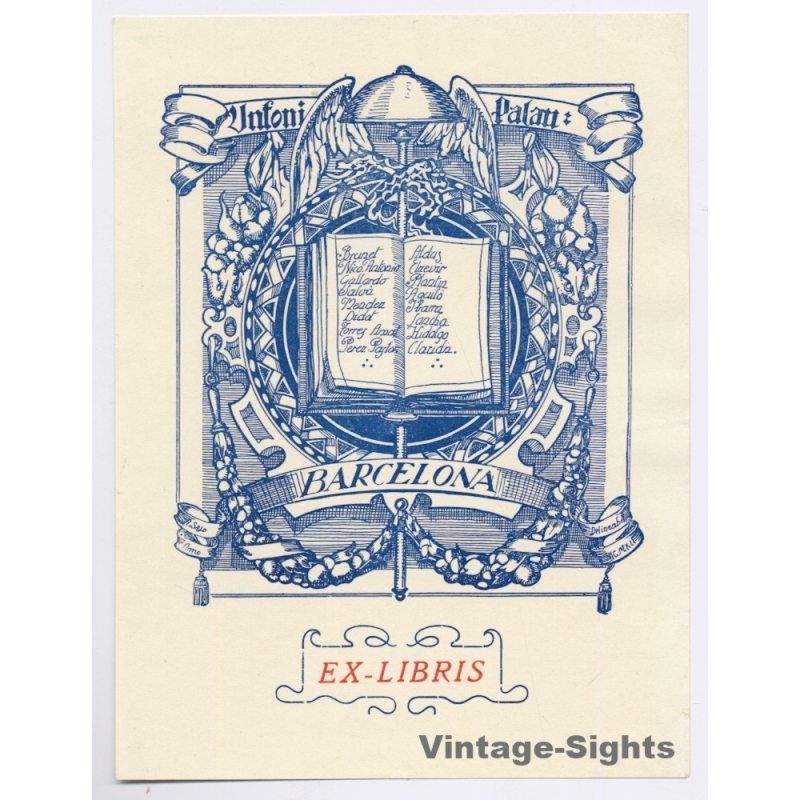 A. Salo: Snakes - Book - Wings (Vintage Exlibris/Bookplate 1912)