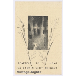Hilde Weigelt: Alley at Night (Vintage Exlibris/Bookplate 1905)