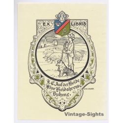 Johannes Visser: Coat Of Arms - Sheep (Vintage Exlibris/Bookplate)