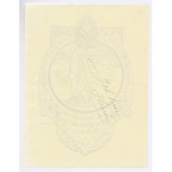 Johannes Visser: Coat Of Arms - Sheep (Vintage Exlibris/Bookplate)