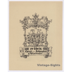 Jean Kauffmann: Coat Of Arms - Heraldik - Fish (Vintage Exlibris/Bookplate 1907)