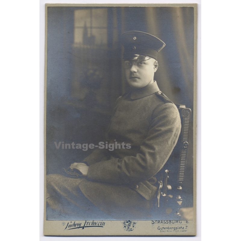 Ludwig Frohwein: Imperial German Soldier / WW1 (Vintage Cabinet Card Photo ~1910s)