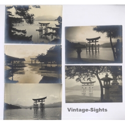 Japan: Miyajima Torii Gate (Set Of 5 Vintage Gelatin Silver Prints ~1910s)