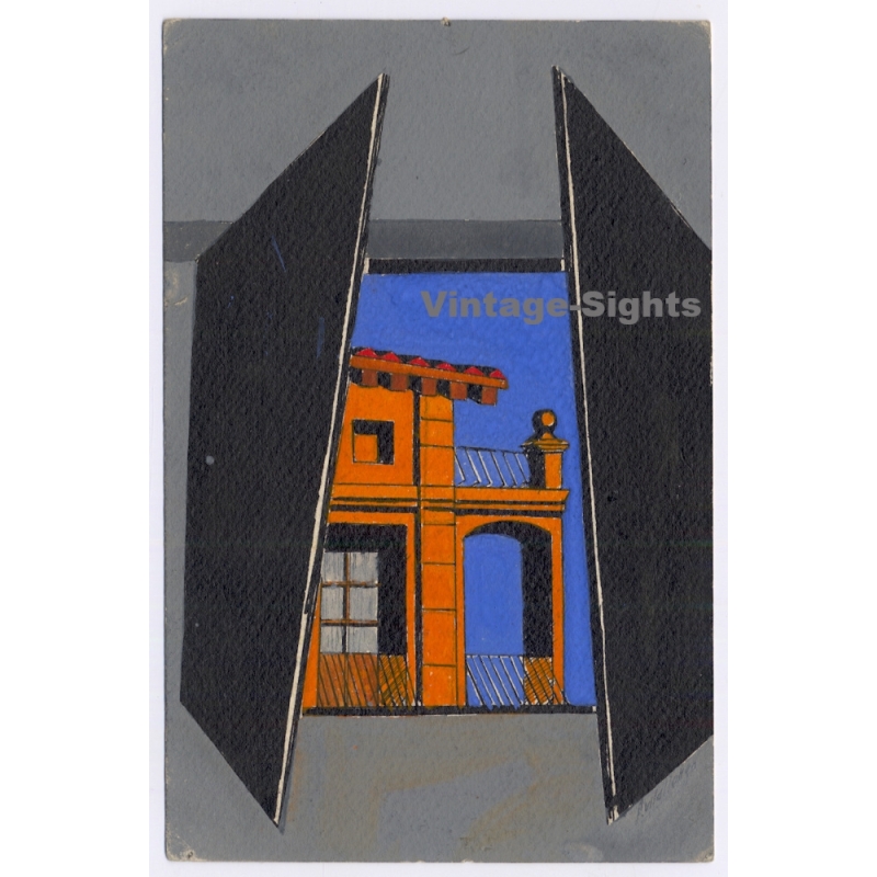 F. Vilallonga / Mallorca: Original Painting Avant-Garde Expressionsim (Vintage Artist PC ~1930s/1940s)