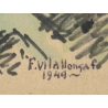 F. Vilallonga: Original Painting Mallorca Valldemossa (Vintage Artist PC 1949)