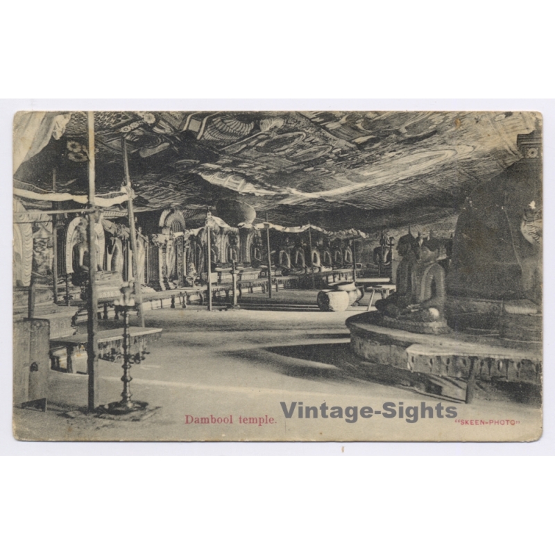 Ceylon: Dambool Temple Cave Maharaja Lena / Skeen-Photo (Vintage PC ~1910s/1920s)