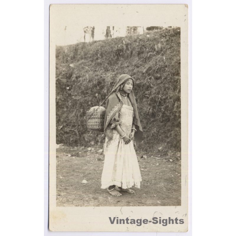 Tibet Nepal Himalaya: Hill Girl - Traditional Dress (Vintage RPPC ~1910s)