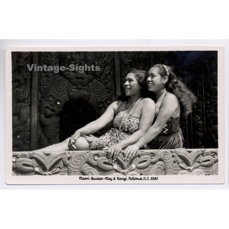 New Zealand: Maori Guides May & Rangi Rotorua (Vintage RPPC ~1930s)