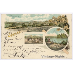 Palestine: Souvenir de Jericho Ottoman Stamp 20 (Vintage PC Litho 1900s)
