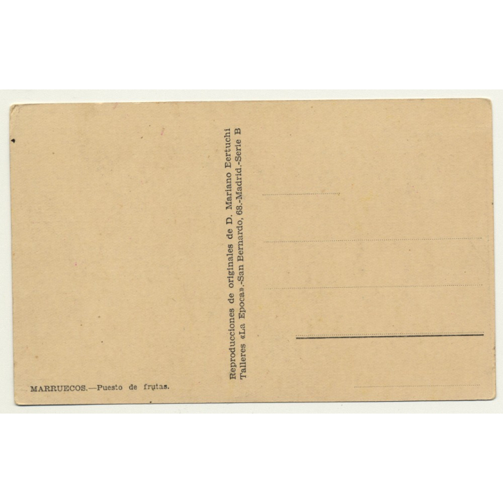 Mariano Bertuchi: Marruecos - Puesto De Frutas (Vintage Artist Postcard)